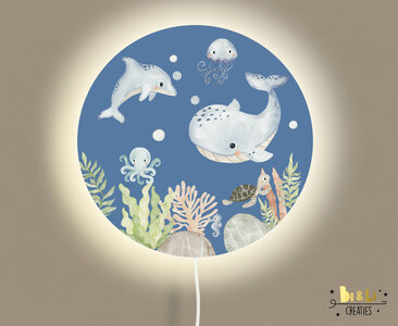 wandlamp rond under the sea blauw