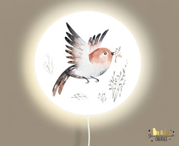 wandlamp rond forest vogel