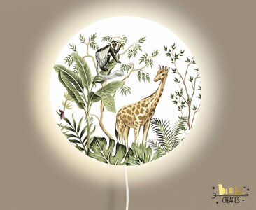 wandlamp rond jungle monkey giraf/olifant