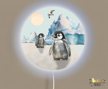 wandlamp rond pinguins